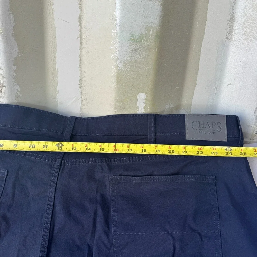 Chaps Chino Pants Mens 50x30 Navy Blue Cotton Stretch Slim Fit Straight Leg